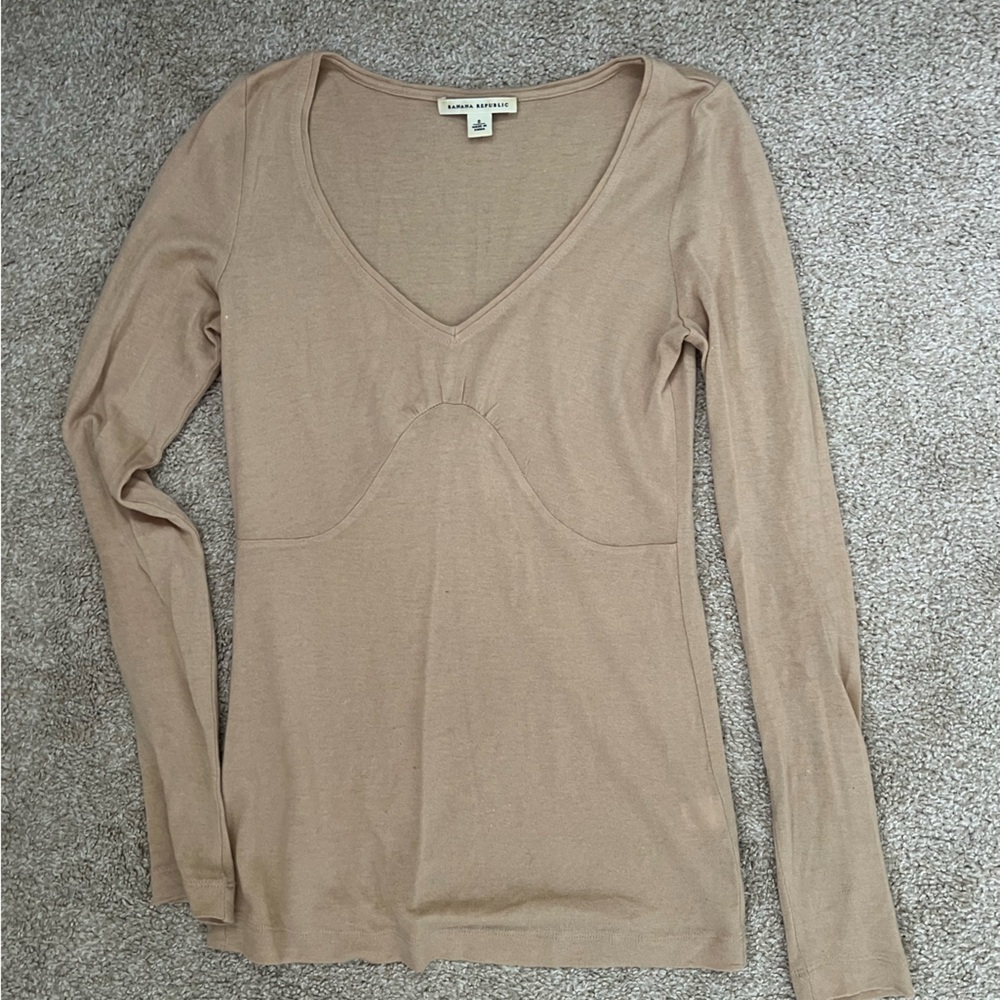 Banana Republic Women's V-Neck Sweater - Beige Taupe